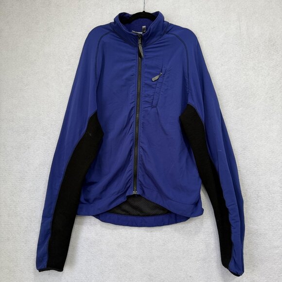 Ibex Cycling Jacket Mens Large Blue Black Full Zip Rear Zip Pocket Made in USA - Picture 1 of 12